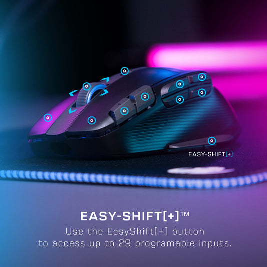 ROCCAT Kone XP Air Wireless Ergonomic RGB Gaming Mouse, 19K DPI, 100-hour Battery, Black, Model ROC-11-442-01