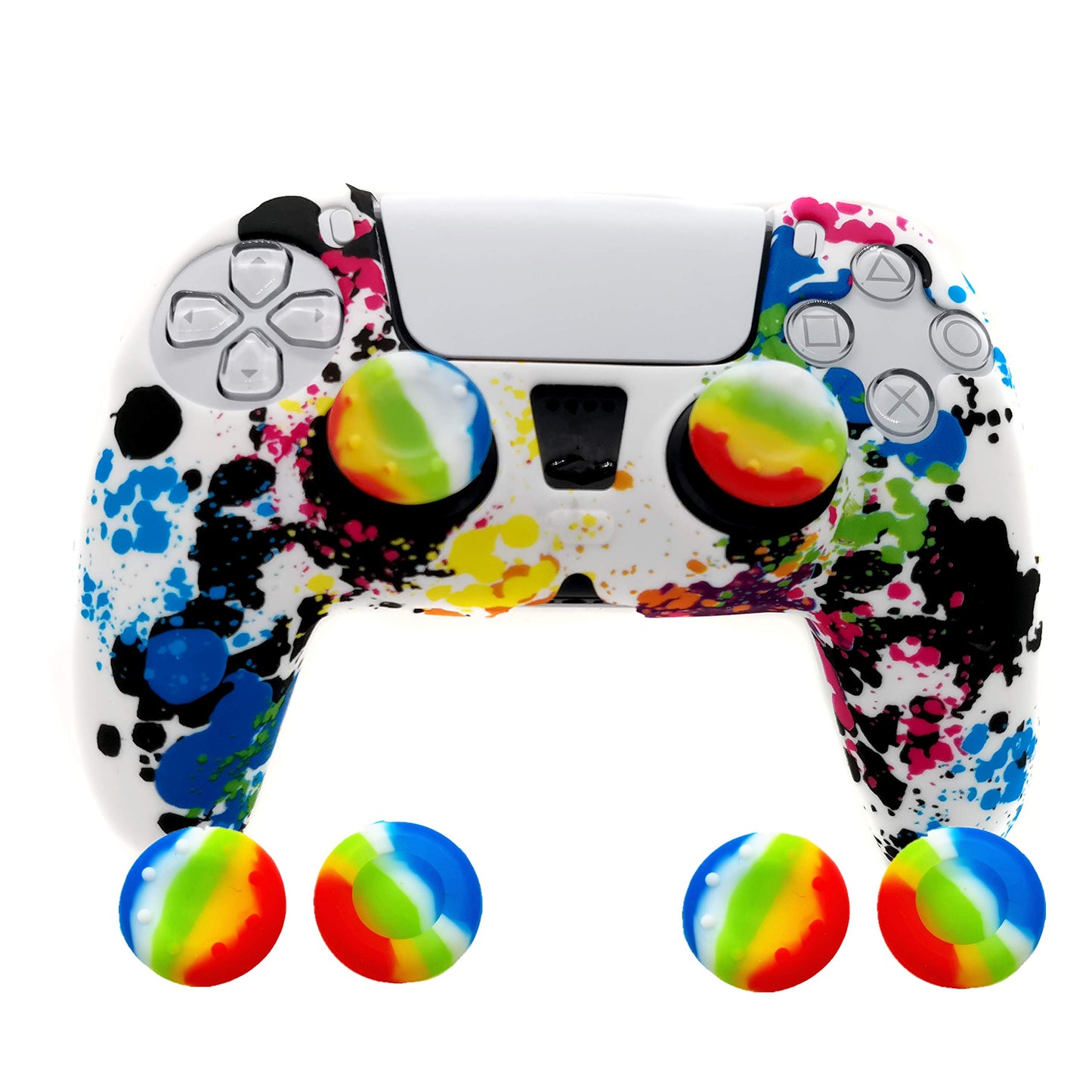 Skin for PS5 Controller Grips, Silicone Case Cover for PlayStation 5 Anti-Slip Protector with 4pcs Thumb Joysticks Caps (4caps G