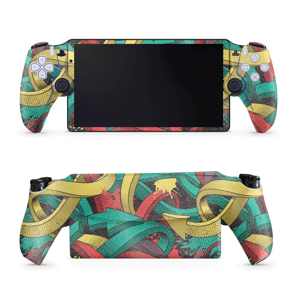Glossy Glitter Gaming Skin Compatible with PS5 Portal Remote Player - Triadic Arrows - fine 3M Vinyl Protective Wrap Decal Cover - Easy to Apply | Crafted in The USA by MightySkins