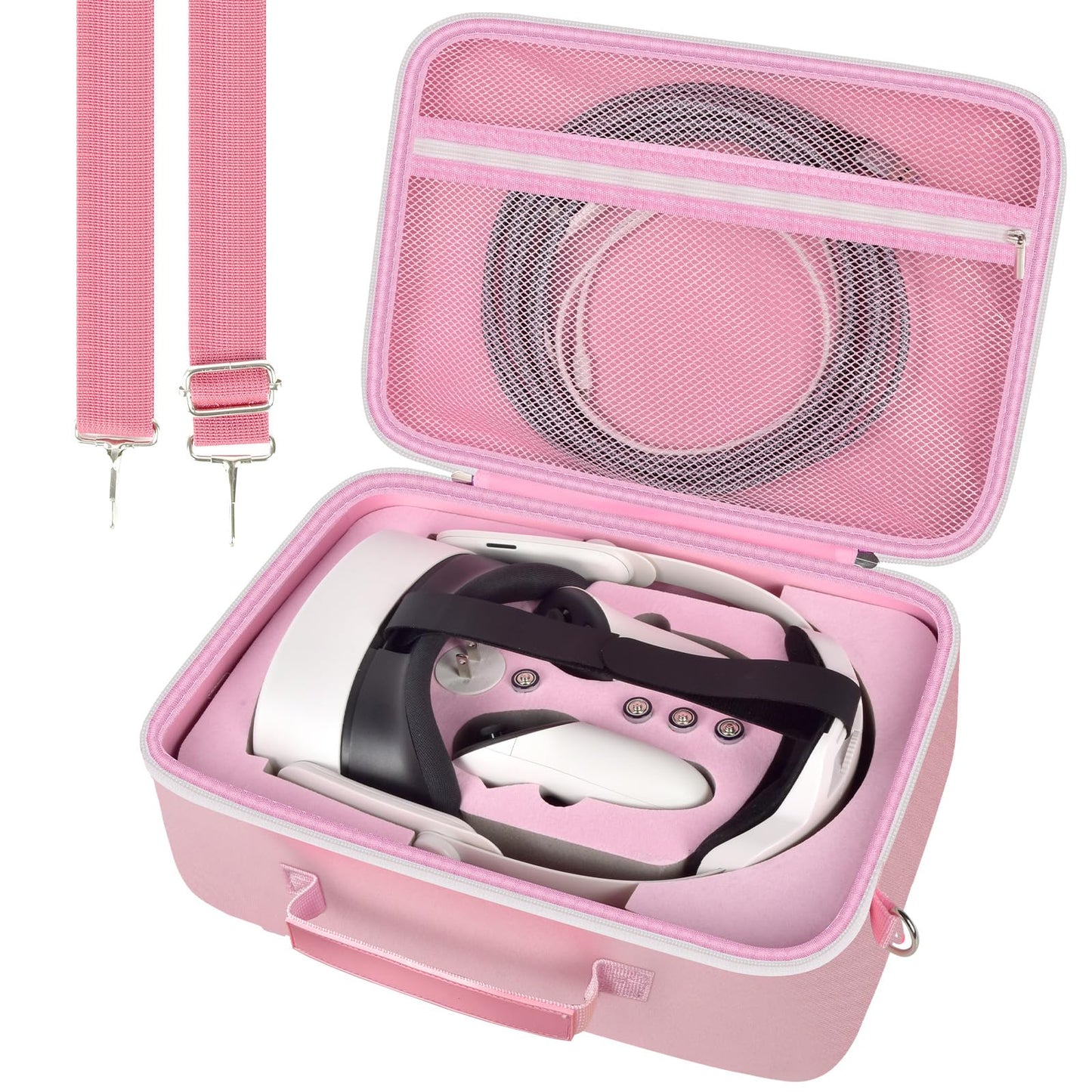 Hard Carrying Case for Meta Quest 3s/ Quest 3/ for Oculus Quest 2 Official Original/fine design Strap VR Headset and Controller Accessories Portable Tpartyl Storage Bag for Home Outdoor - Pink (Box Only)