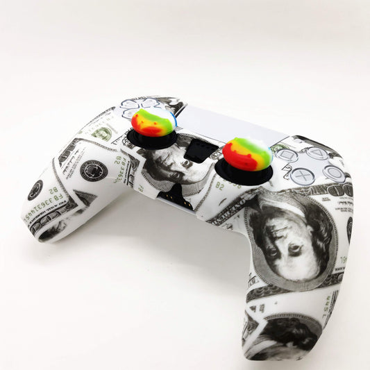 Asokex PS5 Controller Grip Skin - Silicone Anti-Slip Case Cover with 4 Thumb Caps, Model ps5-10cap-00011, Color: 4caps dollers