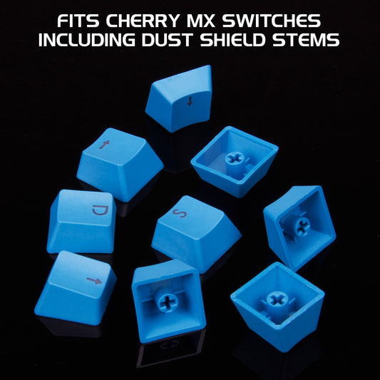 ENHANCE PBT Keycaps Set - Doubleshot Blue Key Caps for Gaming Keyboard - Compatible with Mechanical Switches - Includes Keycap Puller & Brush