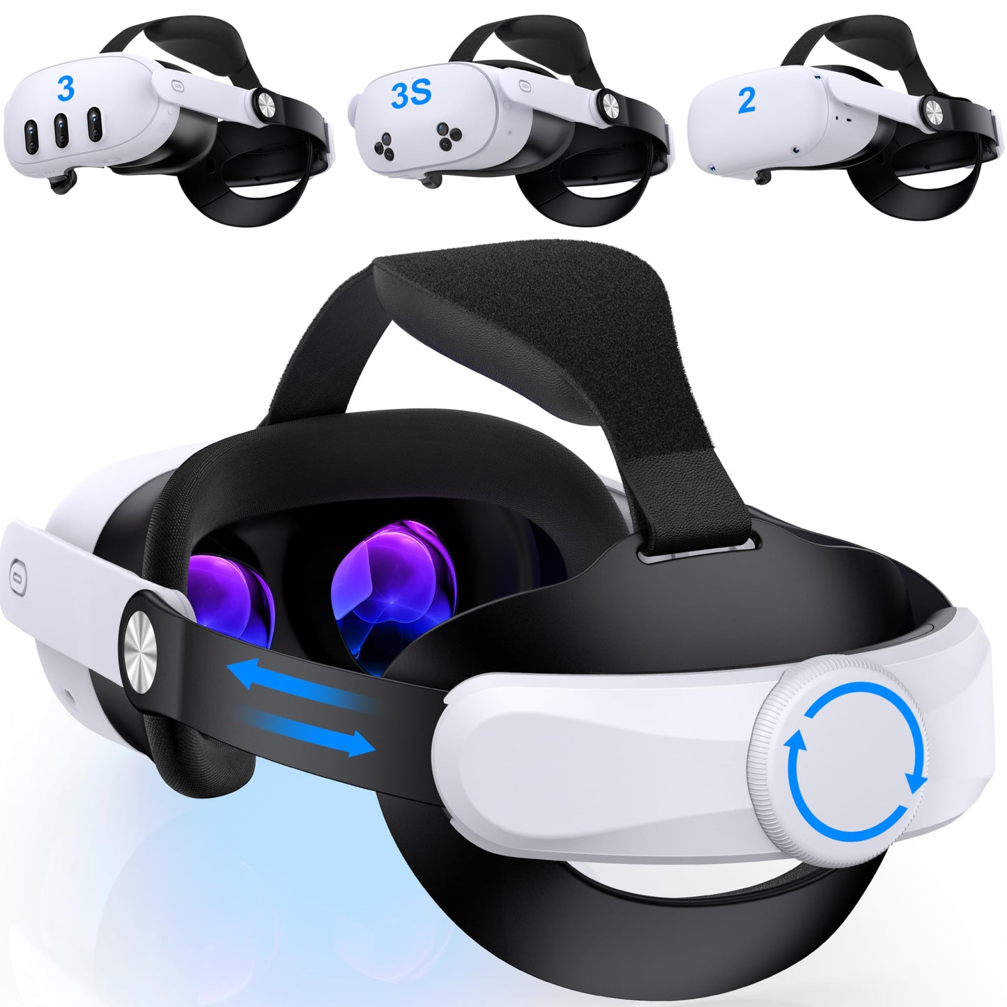 KawayeReal for Meta Quest 3/Quest 3S/Quest 2 Head Strap Adjustable Elite Strap Replacement with Soft Cushion Pad Enhanced Support & Flip-Up Design VR Headset Accessory