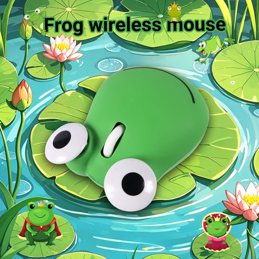 Justdfine Wireless Frog Mouse - 2.4G Bluetooth USB Optical, 1600DPI, Green, Portable Dual-Mode for Laptop, PC, Notebook
