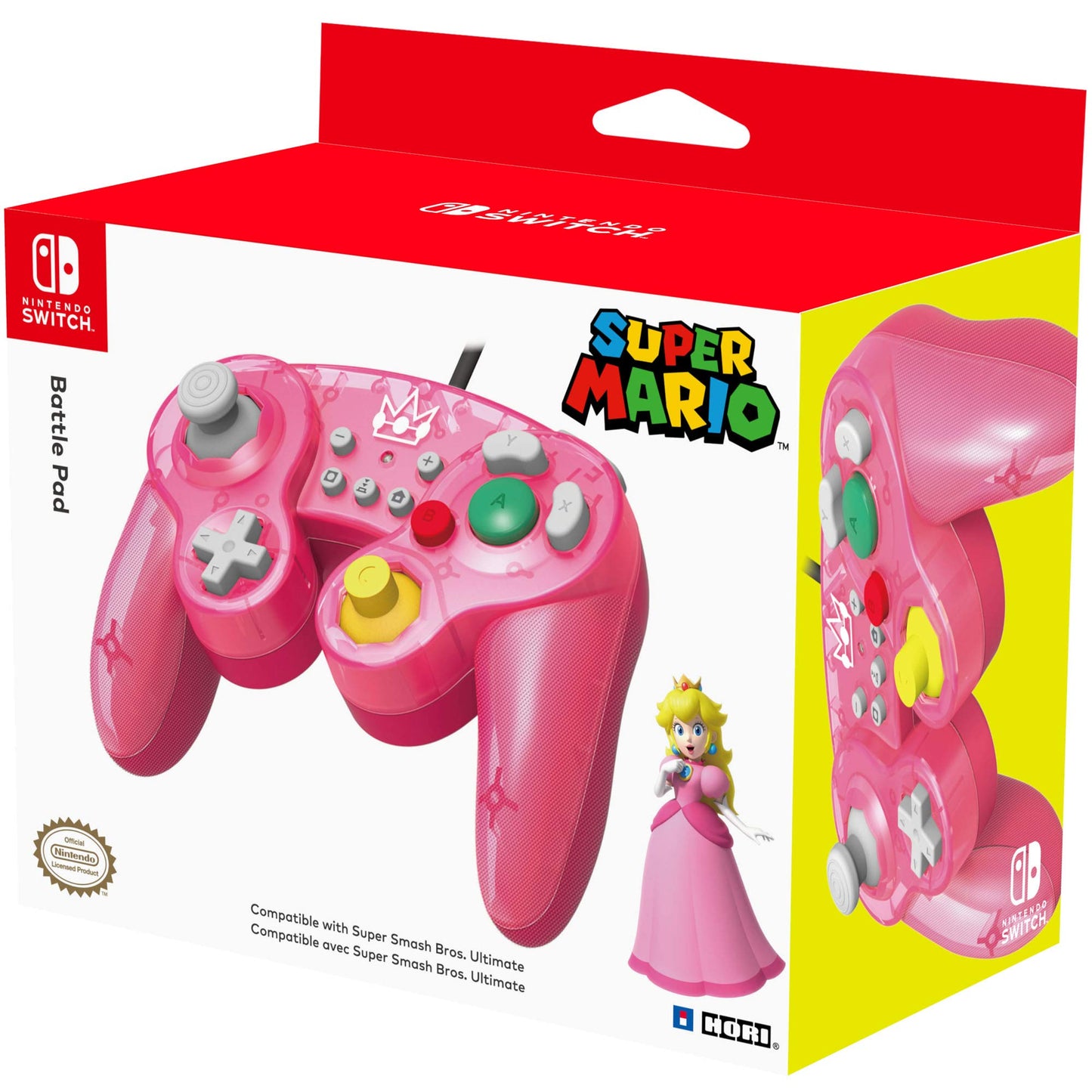 HORI Nintendo Switch Battle Pad Controller - GameCube Style, Peach Color, Model NSW-135U, Officially Licensed by Nintendo