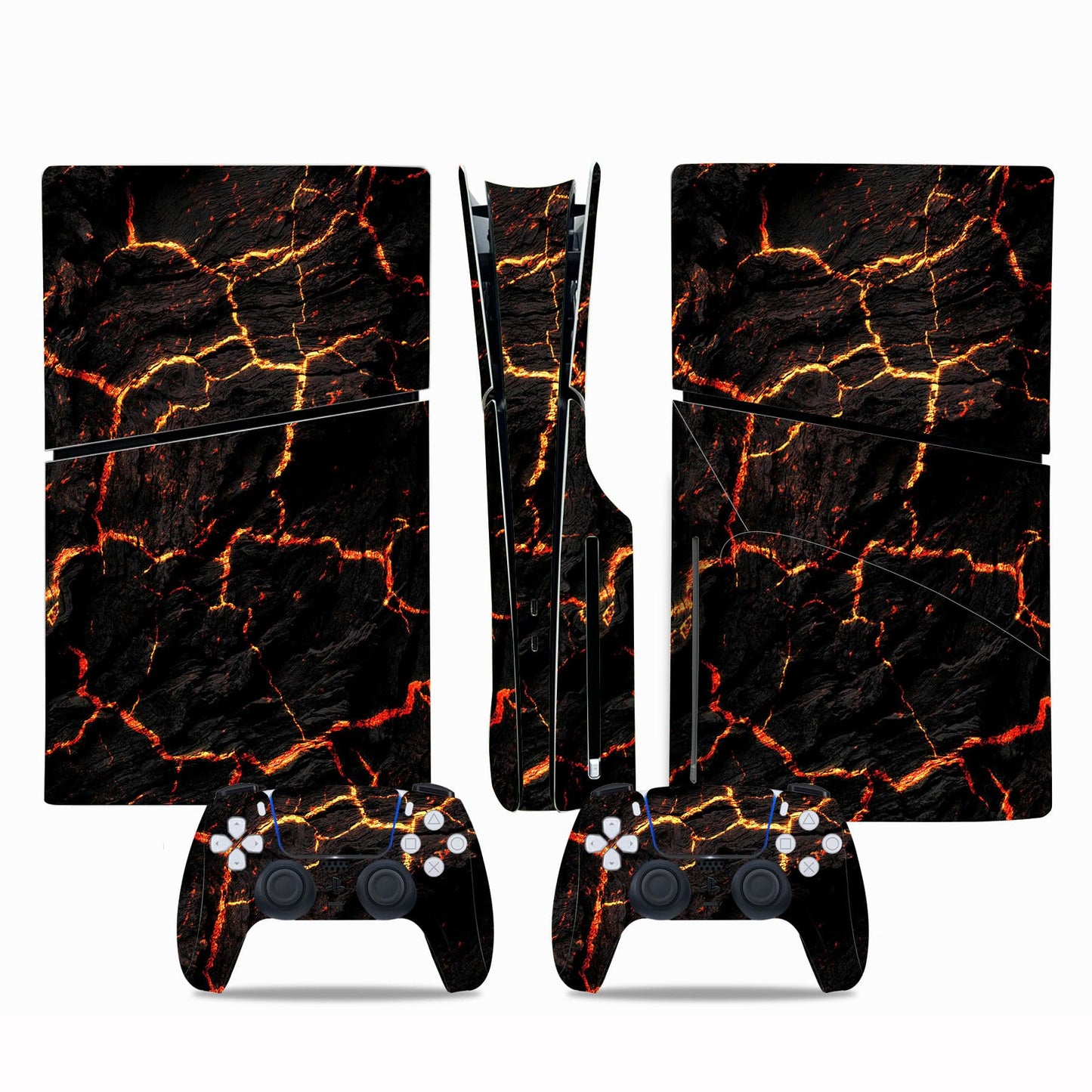 Skin Sticker Compatible with PS5 Slim Disc Console, Vinyl Decal Protective Cover for Wireless Controller (Gold)