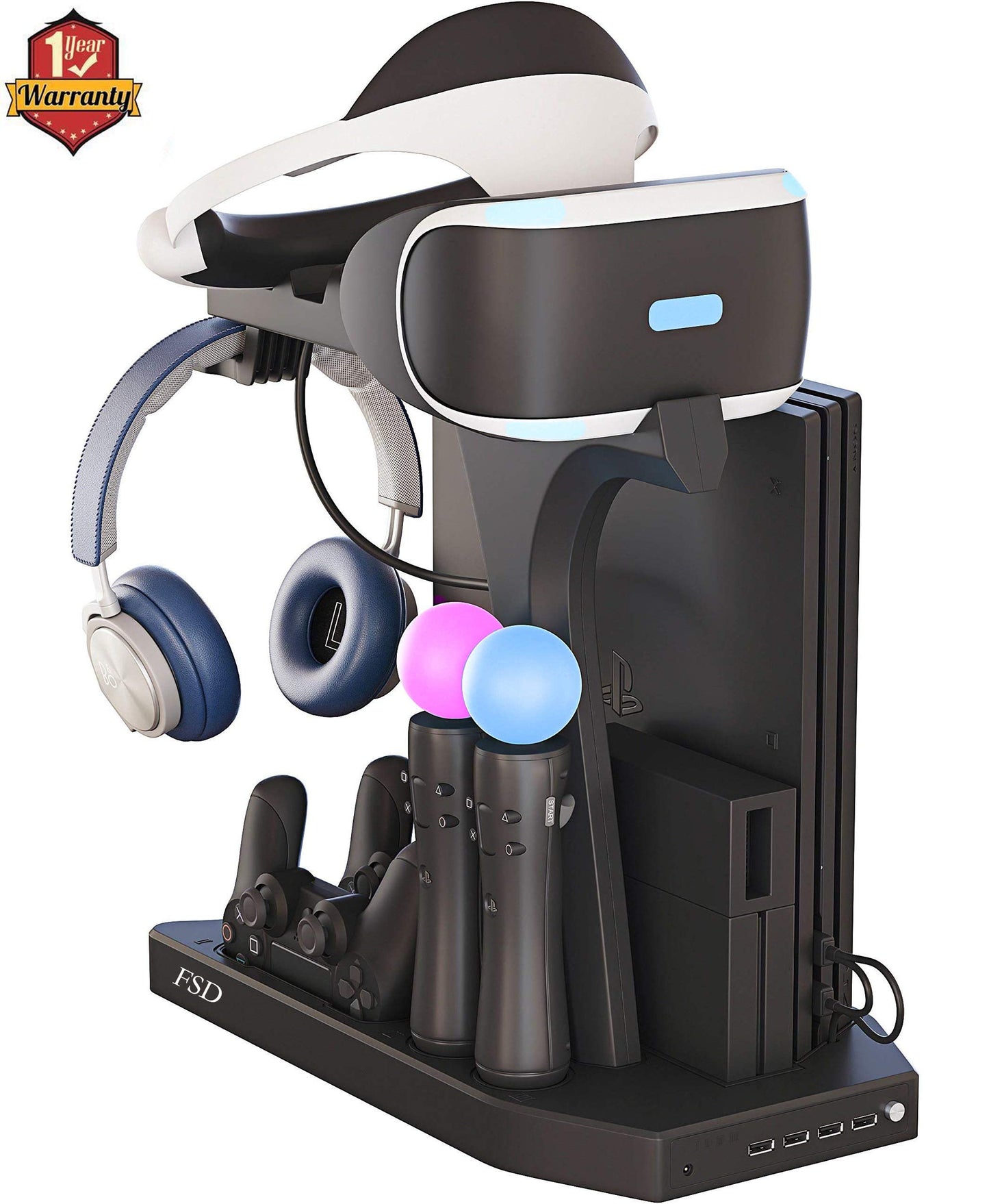 PSVR Stand Compatible with PS4 VR - PS4/Slim/Pro Cooling Station and Charging Dock for Playstation VR Stand to Charge PS VR Cont
