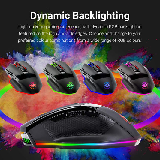 Redragon M801 Wireless Gaming Mouse - RGB, 16000 DPI, 9 Programmable Buttons, Black