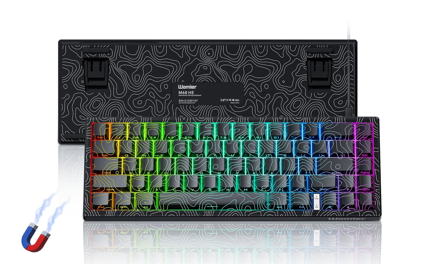 Womier M68 HE V2 Rapid Trigger Keyboard 60% Percent Hall Effect Topographic Gaming Keyboard Wired RGB Custom Mechanical Key Board with Magnetic Switch PBT Keycaps for Mac/Win (Black)