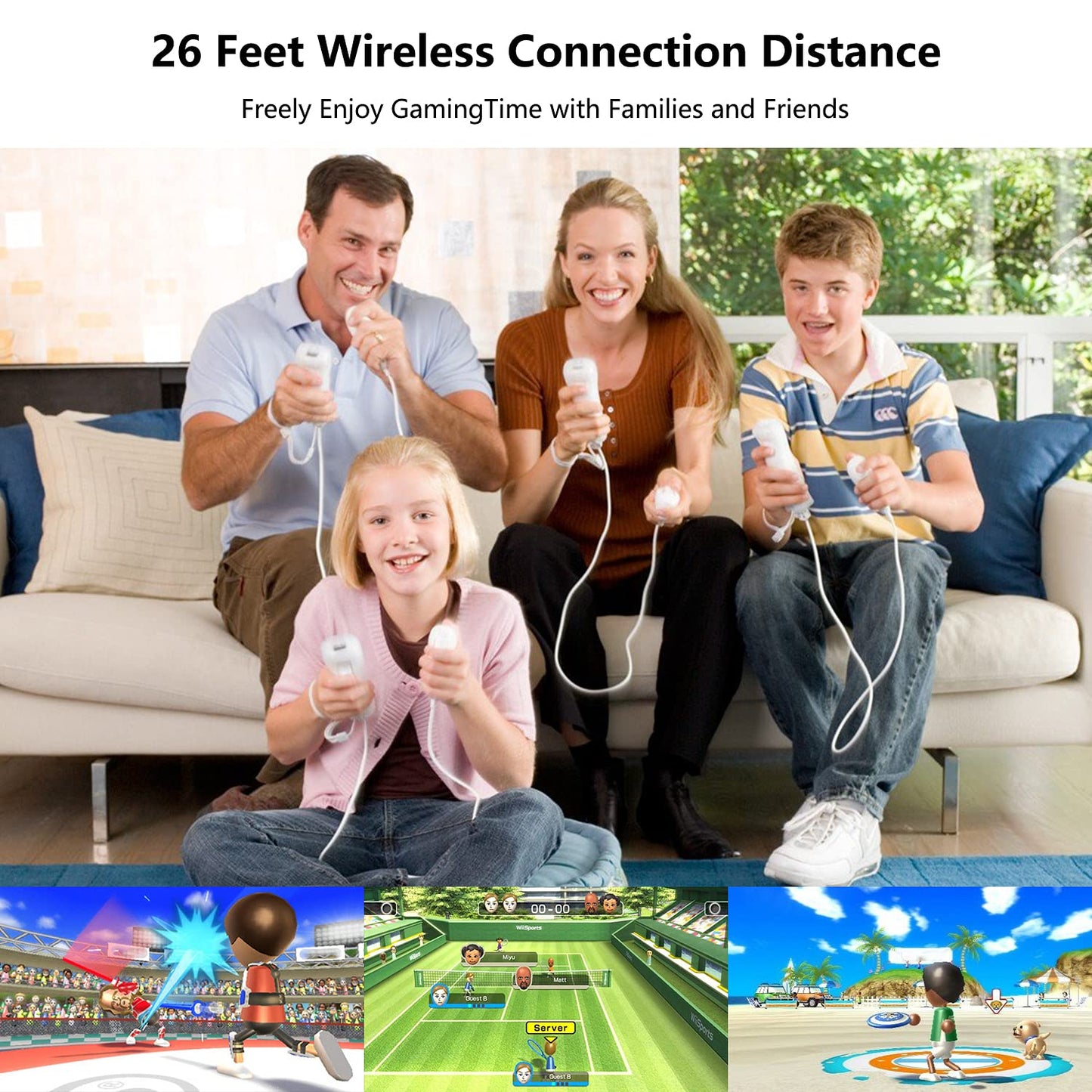 Burcica Wii Remote and Nunchuck Controller - Wireless, White with Silicone Case and Wrist Strap