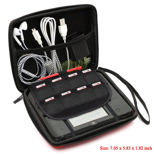 ADVcer 2DS Case - EVA Waterproof Hard Shell, Double Zipper, Hand Strap, 17.9x14.8x4.6 cm, Reddish Orange, Model: ADV