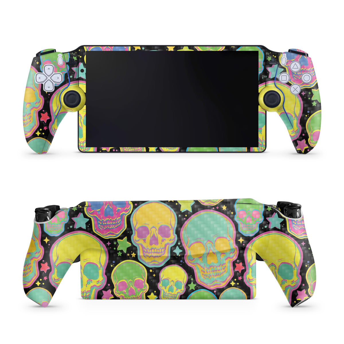 Carbon Fiber Gaming Skin Compatible with PS5 Portal Remote Player - Candy Skulls - fine 3M Vinyl Protective Wrap Decal Cover - Easy to Apply | Crafted in The USA by MightySkins