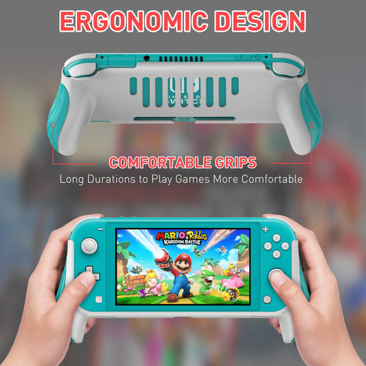 MEQI Grip Case for Nintendo Switch Lite - Ergonomic, Protective Cover, Turquoise, Model US-NSLGC02, Comfortable Design