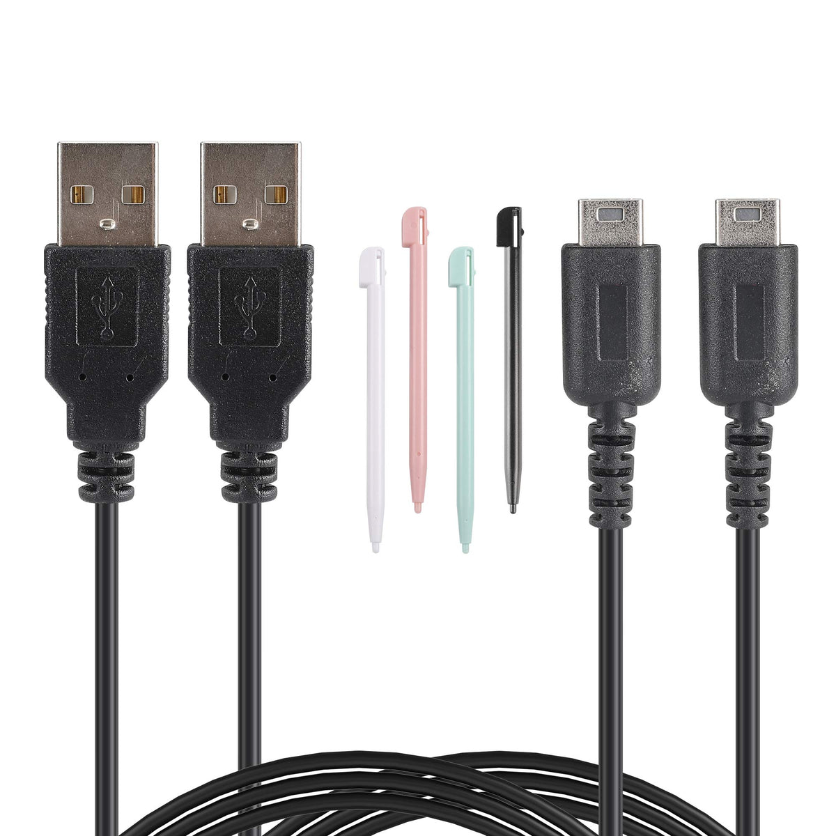 CSTESVN DS Lite USB Charger Cable Kit 2 Pcs 3.9ft Charging Cord and 4 Stylus Pen Compatible with Nintendo DS Lite (ONLY for NDSL NOT for 3DS 2DS DSi DS)