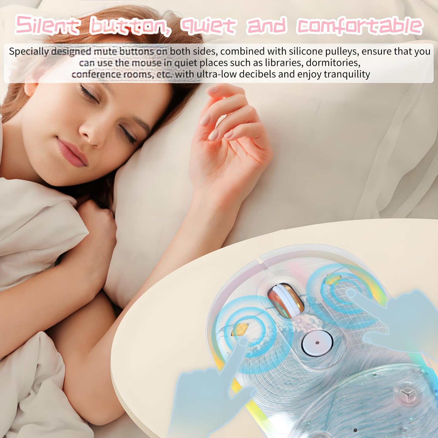 elec Space Wireless Bluetooth Mouse - Rechargeable, Silent, RGB Lighting, Ergonomic Design, Blue