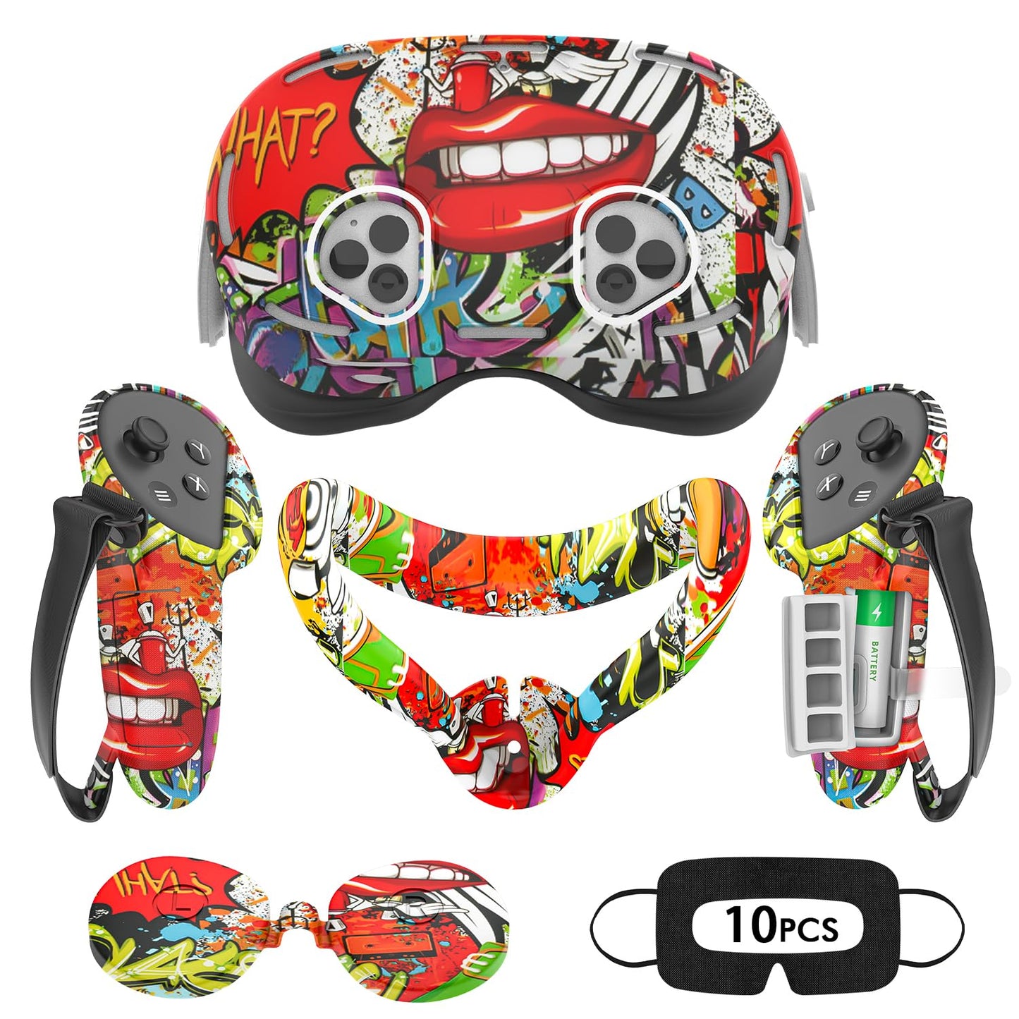 Rechale Silicone Set Compatible with Oculus/Meta Quest 3S - VR Accessories Protective Cover Includes Controller Grip Face Cover Shell (Street Graffiti)