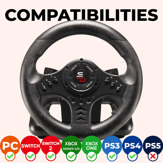 SUBSONIC Superdrive SV450 Racing Steering Wheel with Pedals for Xbox, PS4, PC - Black - Model SA5426-NG