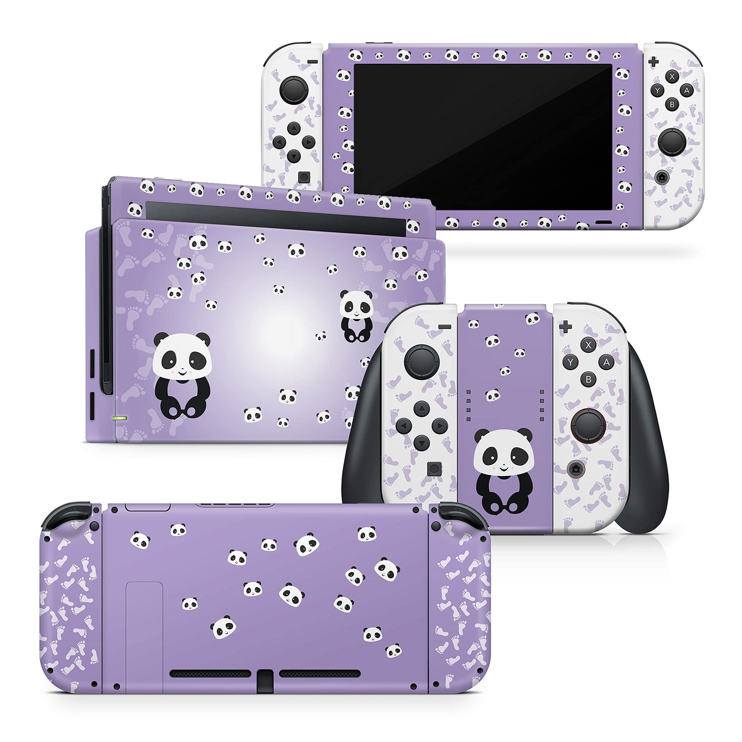 Tacky Design Purple Panda Skin Compatible with Nintendo Switch Skin Wrap Cover Pastel Purple Panda Kawaii Skin for Nintendo Switch Stickers Premium Vinyl 3M Full Wrap Decal