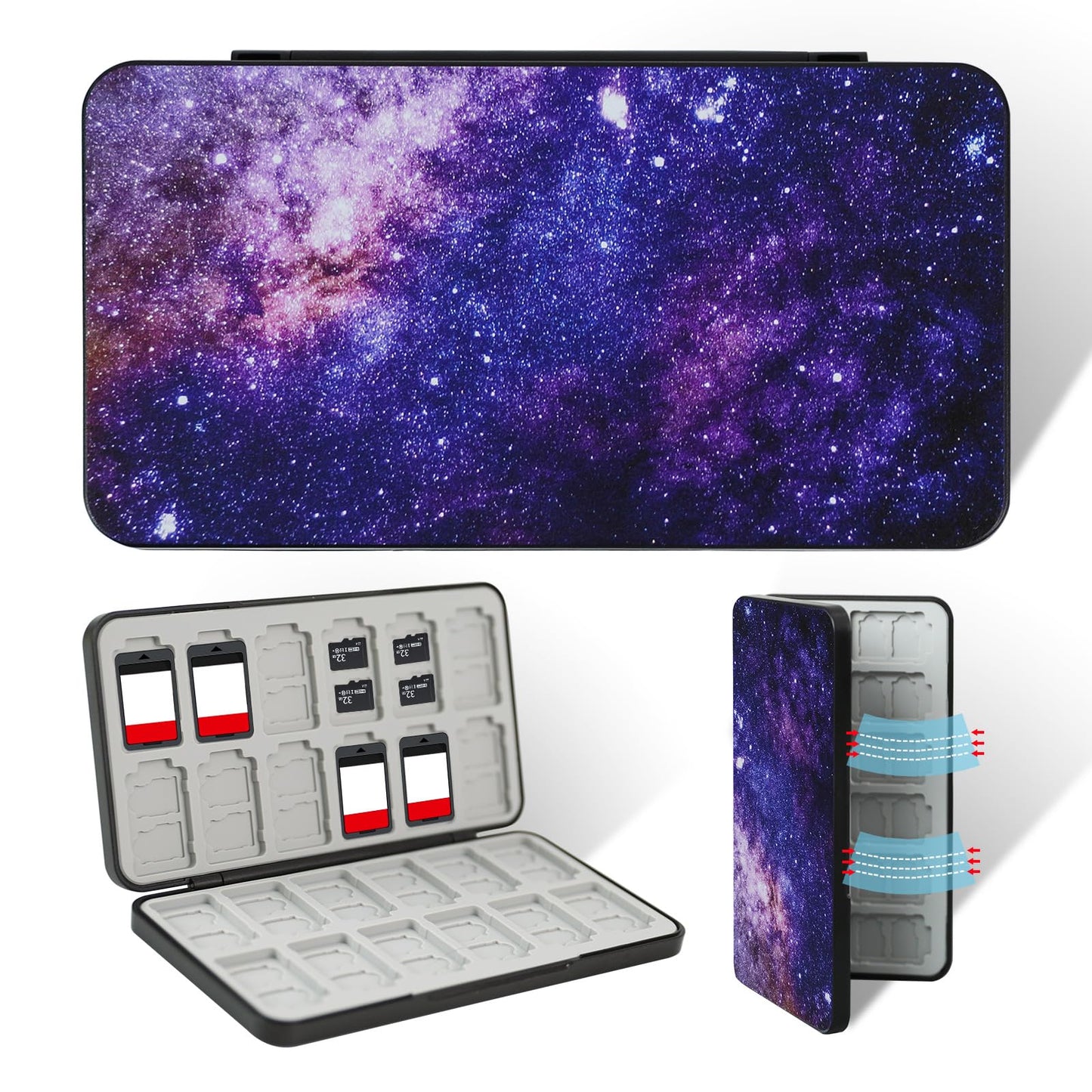 FlyingMage Switch 2 Game Case Holder for Nintendo Switch 2/OLED/Lite Games & Micro SD Cards Cute Switch2 Game Card Holder Cartridge Case with 24 Slots Game Card Storage Star Cloud