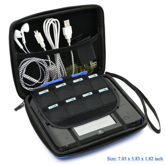 ADVcer 2DS Case - EVA Waterproof Hard Shield, Double Zipper, Blue, Model ADV_2DS_Case_BU