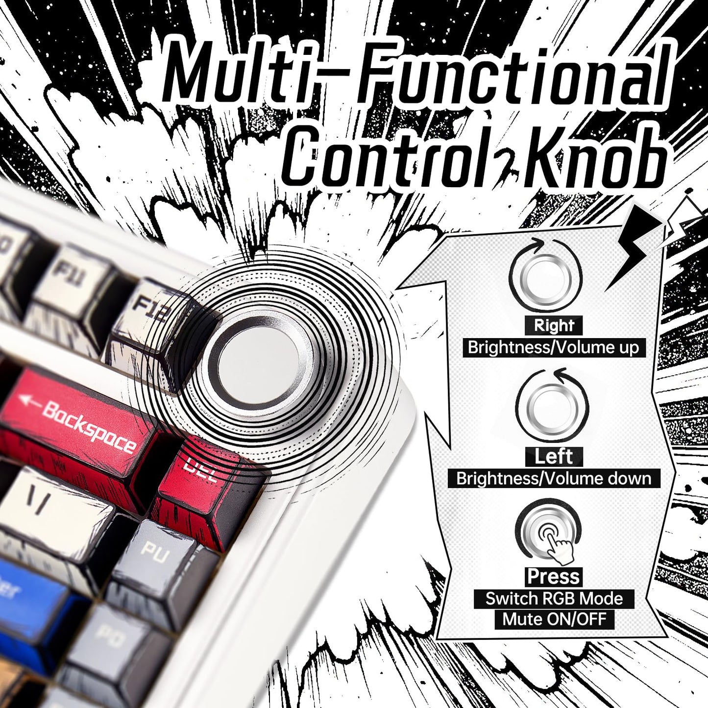 LEOBOG Aula F75 Wireless Mechanical Gaming Keyboard, 75% Layout, RGB Backlit, Hot Swappable, Bluetooth/2.4GHz, Creamy Sound - Reaper Switches