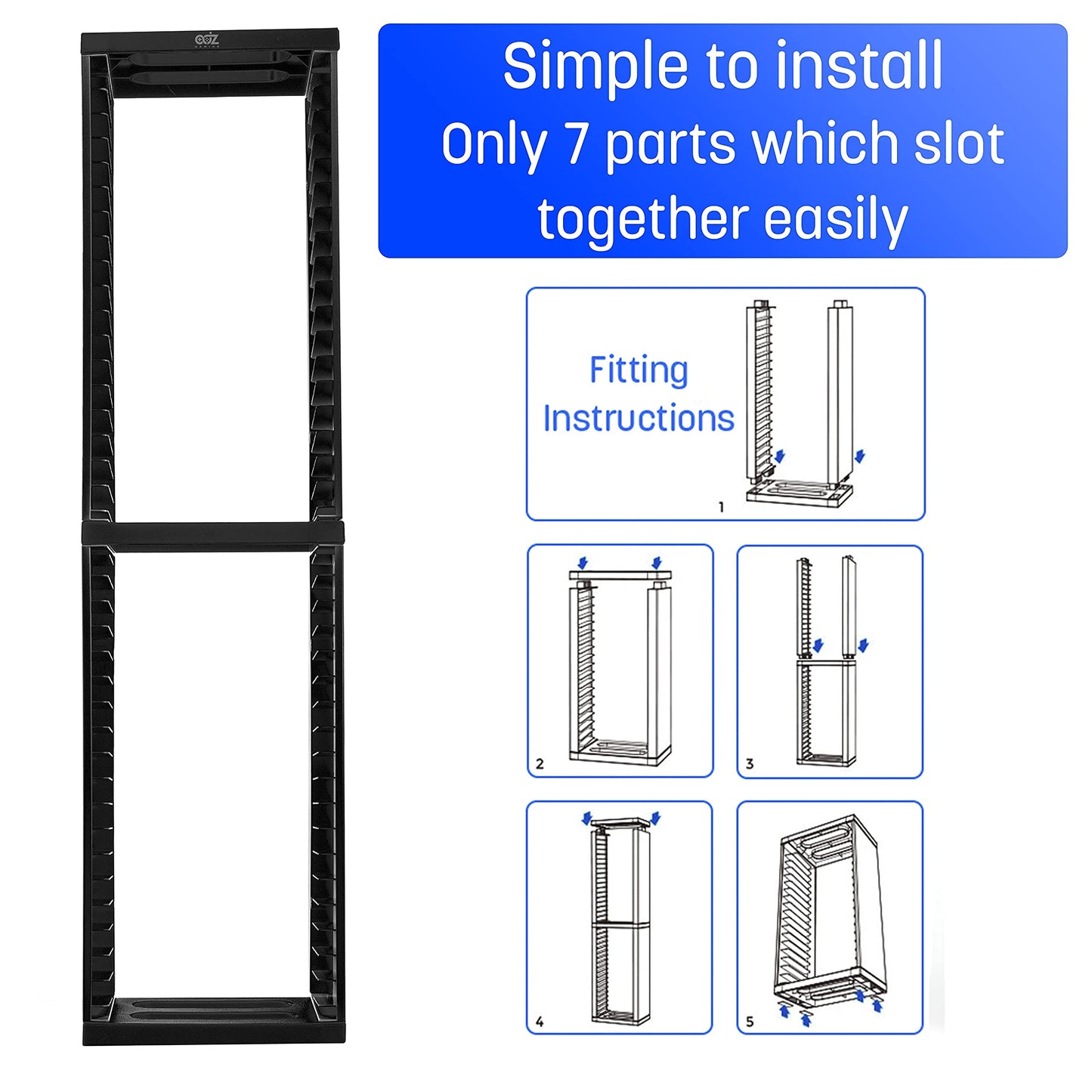 ADZ Game Storage Tower for 36 Games & Blu-Ray Disks - Black - Model ADZP4-006