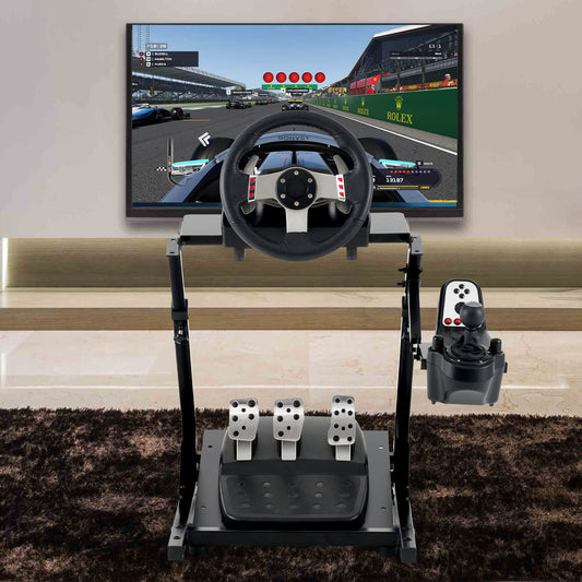 CO-Z Racing Wheel Stand - Foldable, Height Adjustable, Black, Compatible with Logitech G920/G29 & Thrustmaster T80/T150 Gaming Wheels