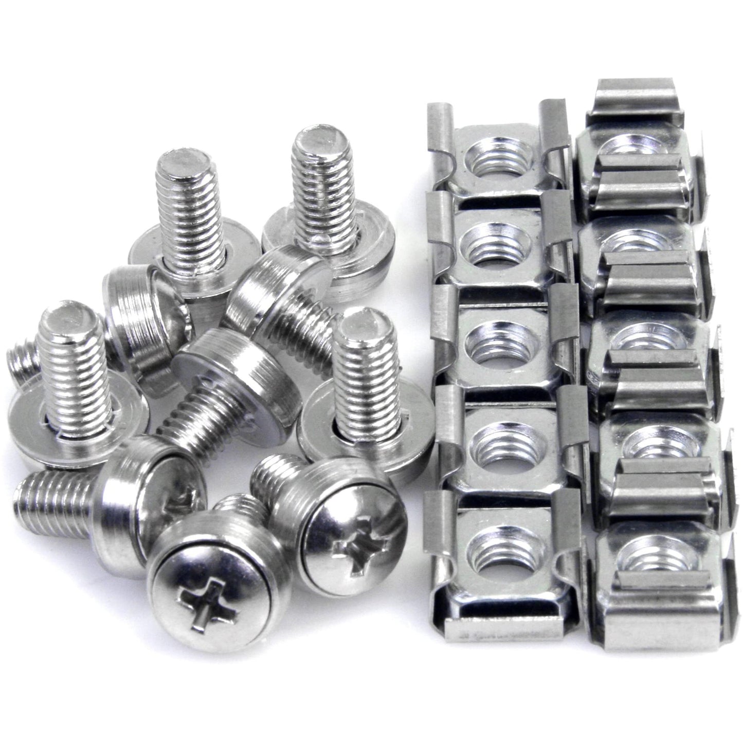 StarTech M6 Cage Nuts and Screws, Stainless Steel, One Size, Silver, Model 2902483
