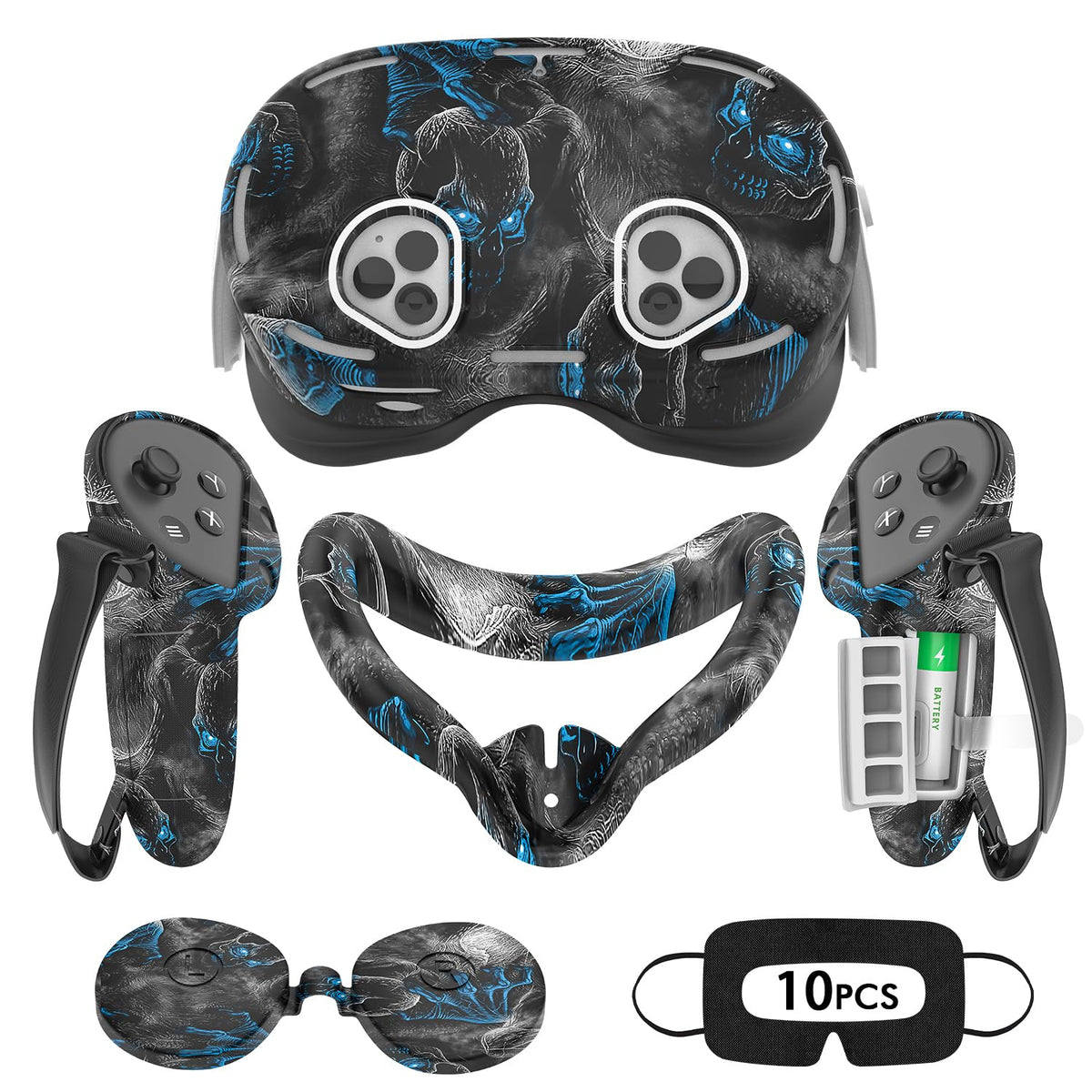 Rechale Silicone Cover Set Compatible with Oculus/Meta Quest 3S VR Accessories for Meta Quest 3S Protective Cover Set Includes Controller Grip Cover Face Cover VR Shell Cover (Phantom)