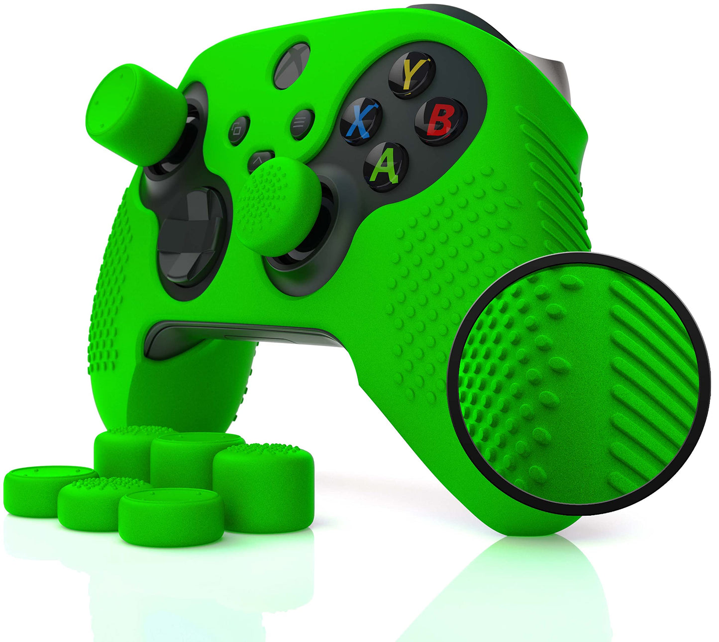 Foamy Lizard SeriesPro Controller Skin for Xbox Series X & S Protector Ergonomic Soft Studded Anti-Slip Silicone Rubber Gel Grip Case 1 Cover + 8 Raised Thumb Grip Caps (NOT for Elite 1/2) (Green)