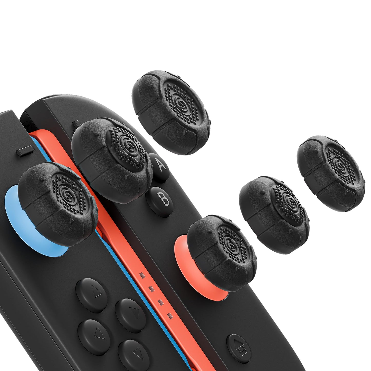 GeekShare G.S.Tac Edge Switch 2 Silicone Thumb Grip Caps Set Anti-Slip Joystick Cover Caps Compatible with Switch 2 2025 3 Pairs / 6 pcs - Black
