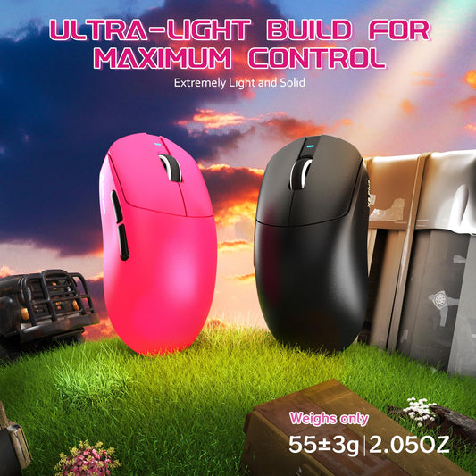 MAMBASNAKE X8 Plus Wireless Gaming Mouse, Tri-Mode, 40000 DPI, 150h Battery Life, 5 Buttons, Lightweight, Red