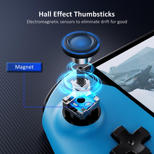 NexiGo Hall Effect Gripcon Controller for Nintendo Switch - Ergonomic, No Drift, 6-Axis Gyro, BLU-RED, Model 1125