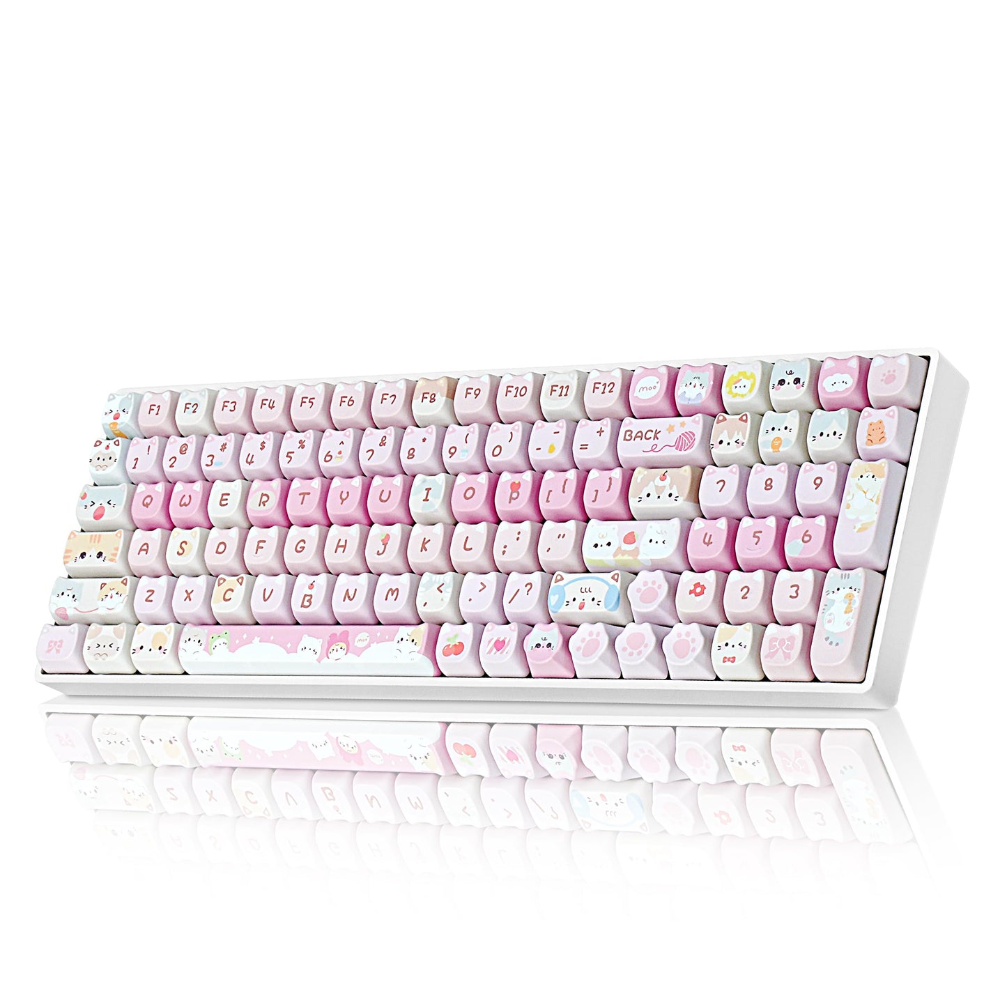 ZORNHER ZH100 Wireless Cat Mechanical Keyboard 98% Pink Cute Creamy Keyboard with Number Pad Full Size Girly Kitty Gaming Keyboard Meow Meow Squad Keycaps Creamy Souding Linear Switches