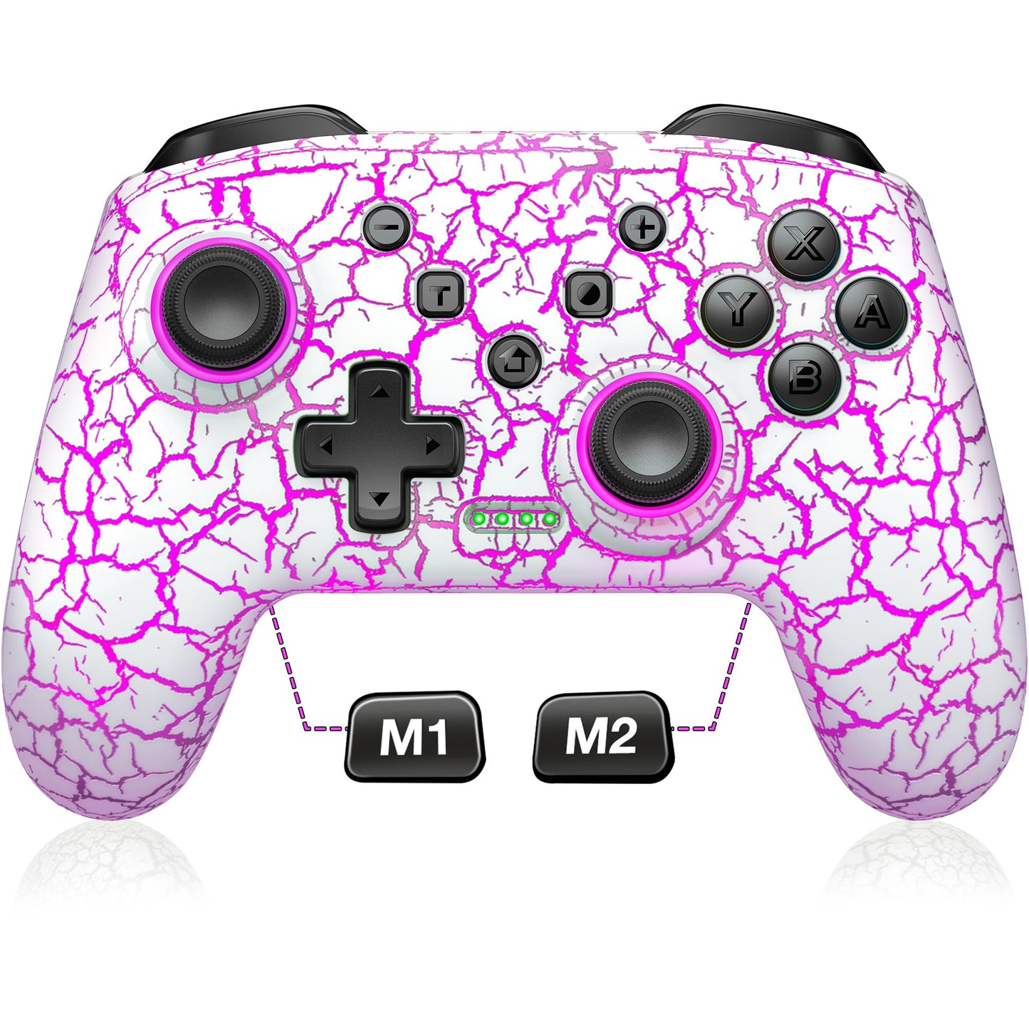 Switch Controller Gammeefy Wireless Switch Pro Controller for Nintendo Switch/Switch 2/Lite/OLED 9 Color Adjustable LED Switch Remote Compatible with Windows PC/Android/IOS with Programmable (White)