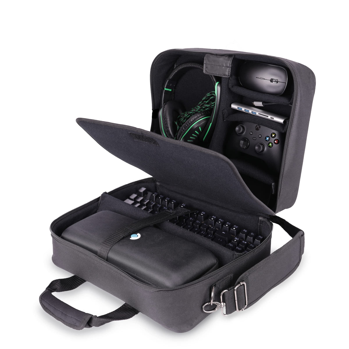 USA Gear Carrying Case Compatible with OLED Steam Deck Deck Charger and More Portable Console Accessories - Water Resistant Exterior & Accessory Storage for Steam Controller Cables Gaming Headset