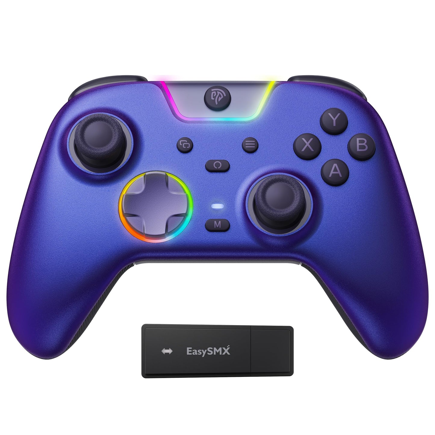 EasySMX X05Pro Wireless Controller for PC - Ergonomic Skin-Like Grip Quiet-Touch Low-Noise Buttons Dual-Mode Impulse Triggers Hall Joysticks 2 Programmable Buttons RGB 1000mAh Battery - PC/Switch/Android/iOS