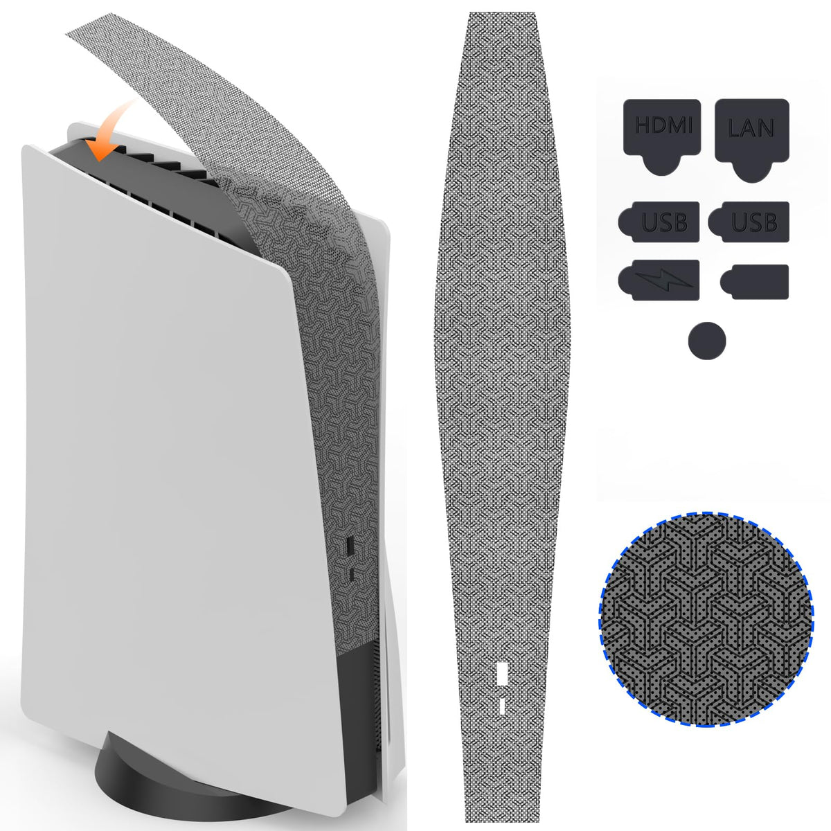 Dust Cover Net for PS5 Console, PS5 Heatsink Barrier Pets Hair Anti-dust Cover Dustproof for PlayStation 5 Optical Drive Version