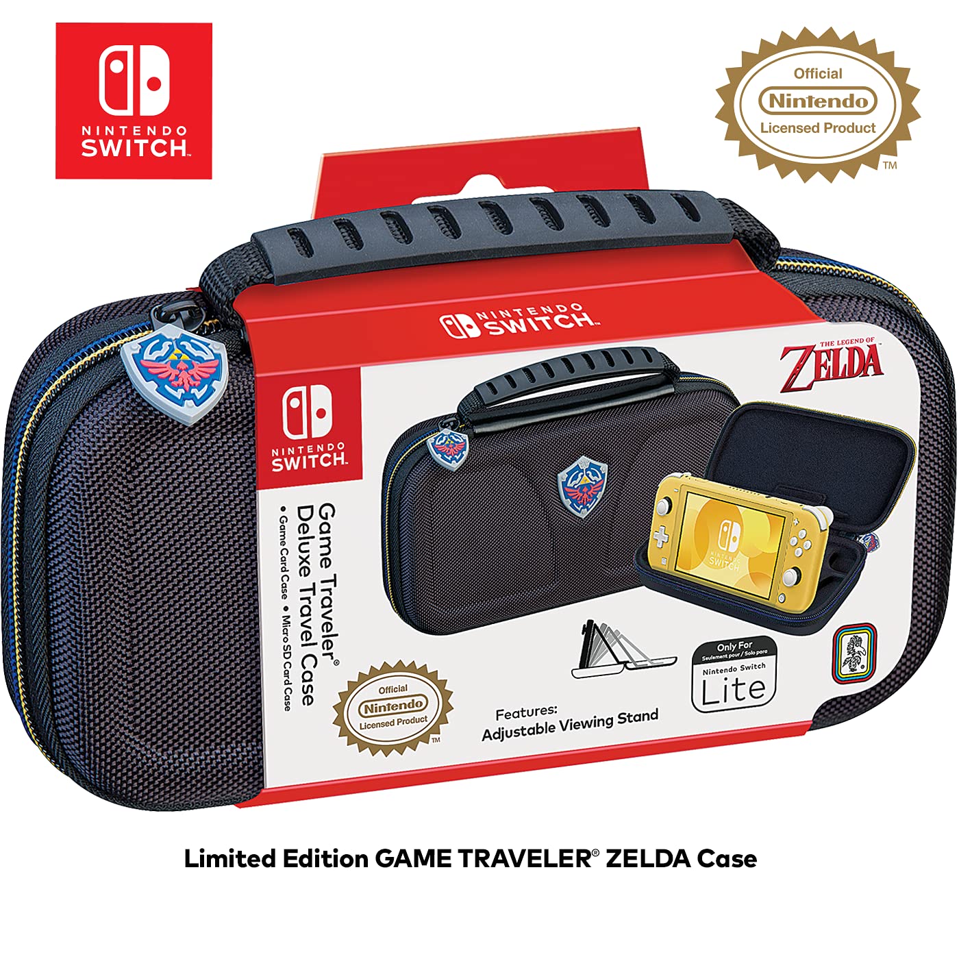 Game Tpartyler Zelda Nintendo Switch Lite Case - Switch Lite Carrying Case for Switch Lite & Tpartyl Case Adjustable Viewing Stand Bonus Game Case & Deluxe Carry Handle Licensed Nintendo game case