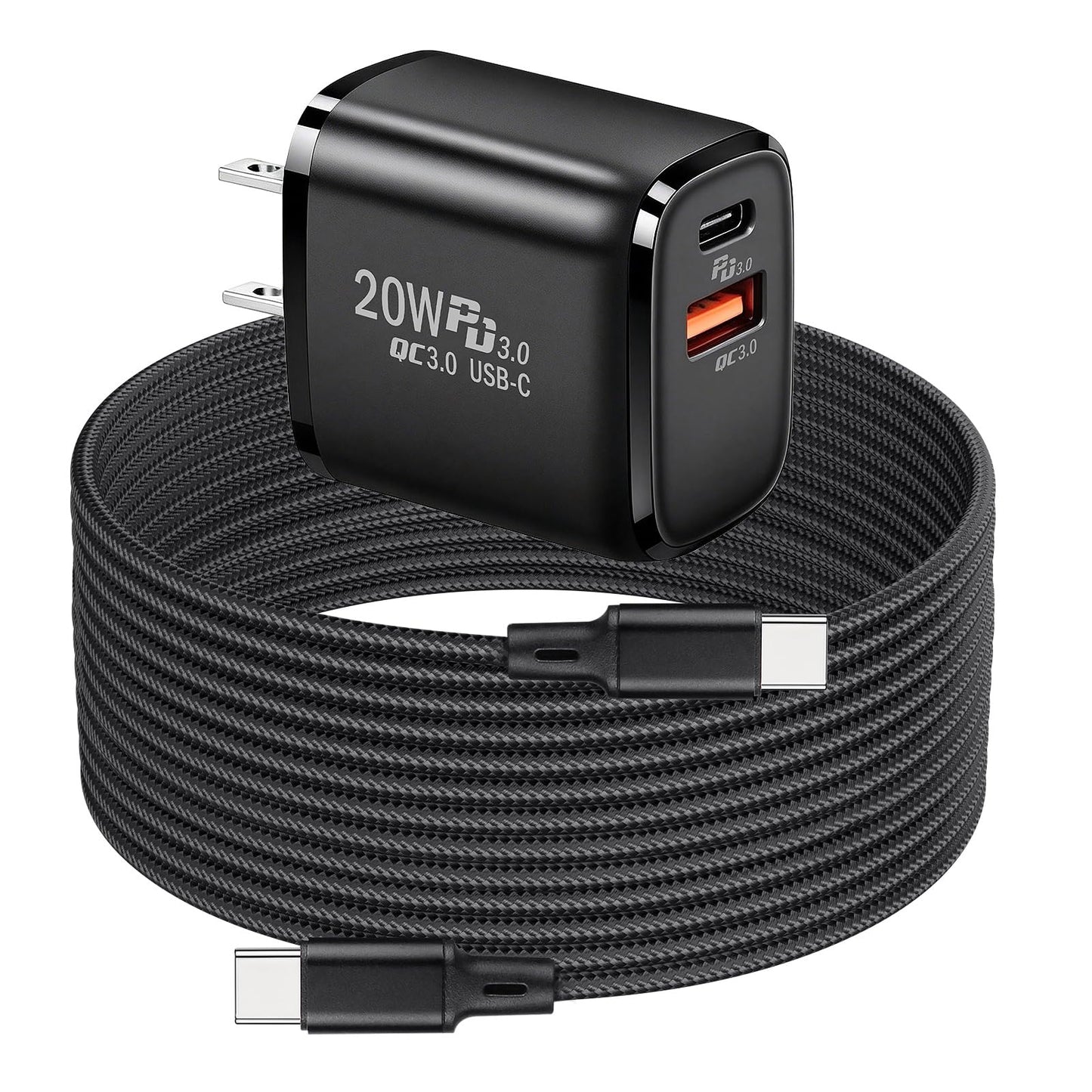 PD20W USB C Fast Charger Compatible with Meta Quest 3S - Dual Port USB + Type C Adapter with 6.6ft C to C Charging Cable for Oculus Quest 3 2 VR Headsets