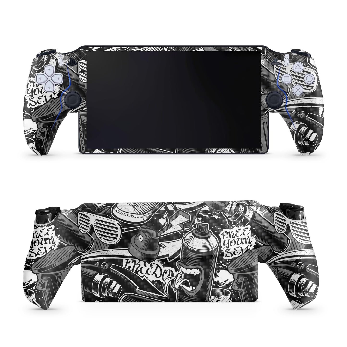 Carbon Fiber Gaming Skin Compatible with PS5 Portal Remote Player - Mono Hip Hop - fine 3M Vinyl Protective Wrap Decal Cover - Easy to Apply | Crafted in The USA by MightySkins