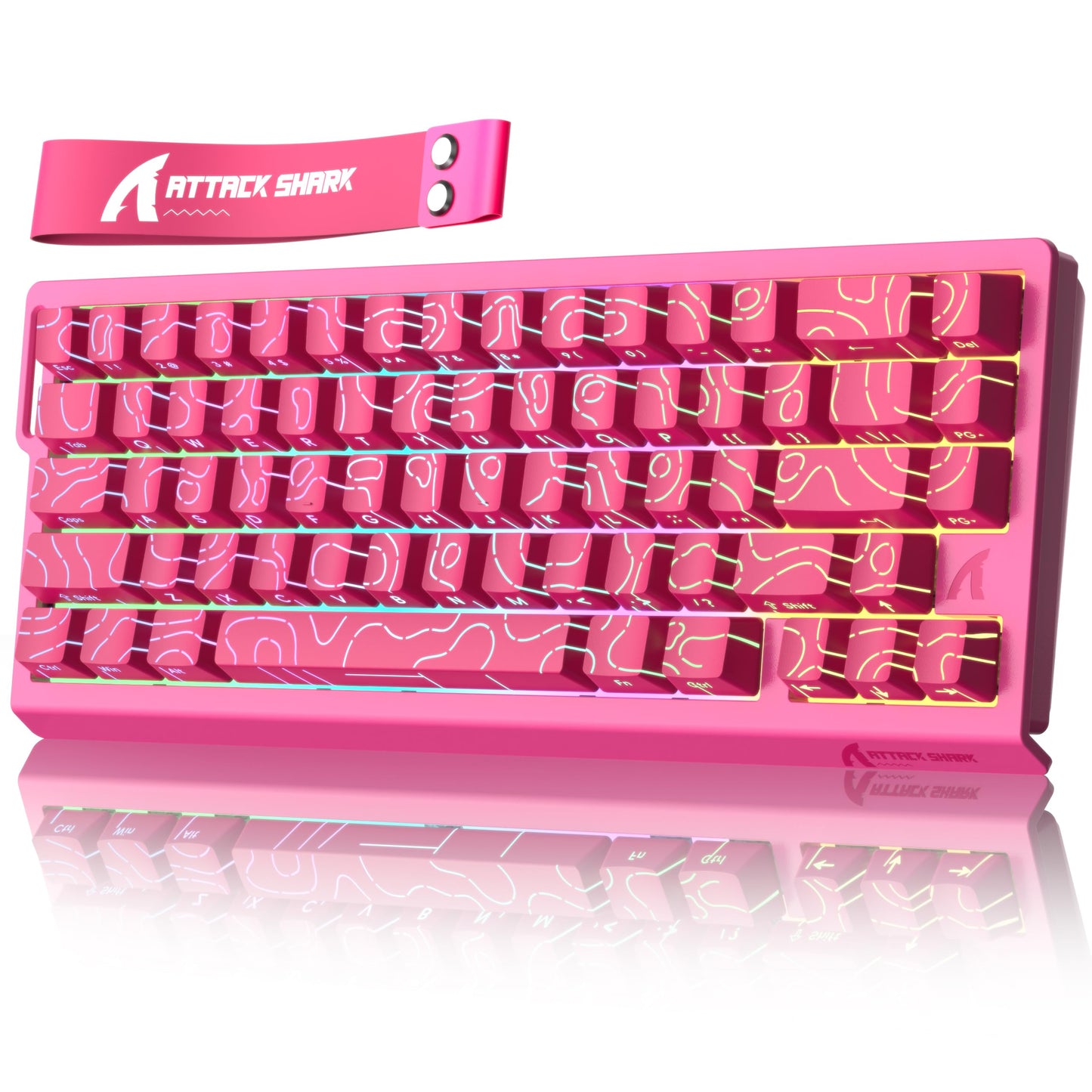 ATTACK SHARK X68 HE 8000Hz Rapid Trigger Keyboard 0.01mm RT Accuracy Wired Gaming Keyboard with Magnetic Switch Adjustable Actuation Rapid Trigger Snap Tap RGB Lighting for PC/Mac Ruby