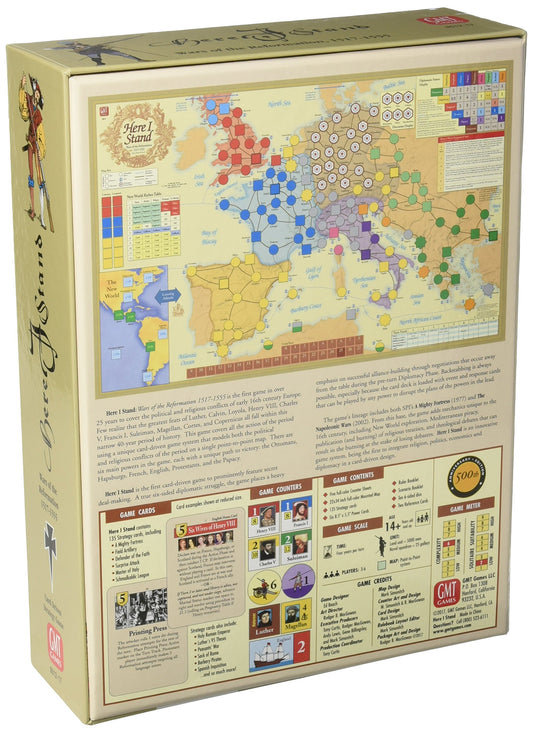 GMT Games Here I Stand: Wars of The Reformation 1517-1555 - 500th Anniversary Edition, Tan, Cardboard, Model GMT0512-17