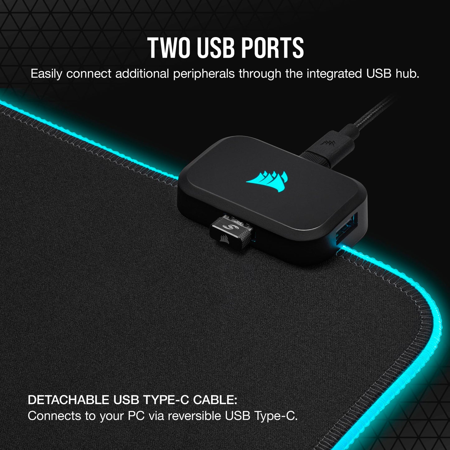 Corsair MM700 RGB Extended 3XL Gaming Mouse Pad - 1,220mm x 610mm, Black, Three-Zone RGB Lighting, Model CH-9417080-WW