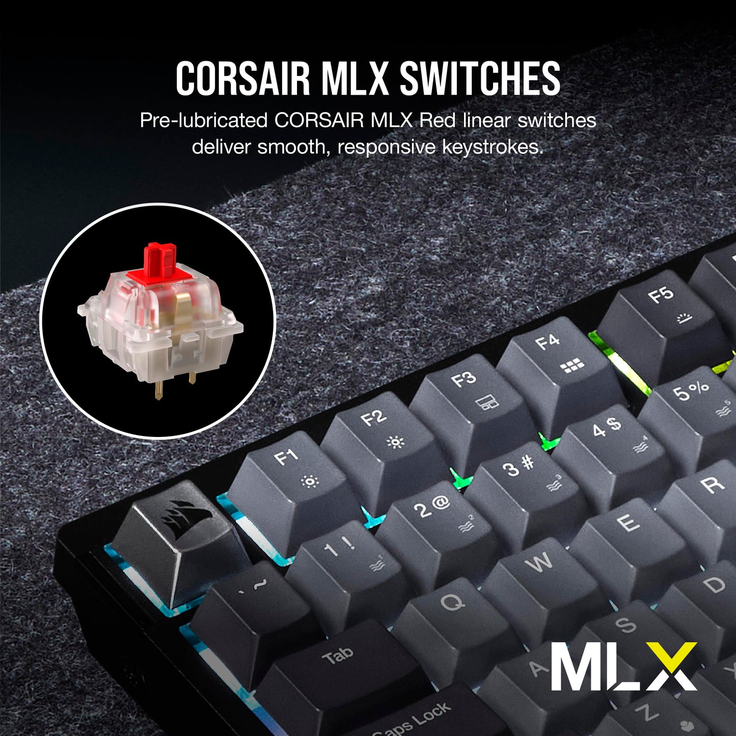 Corsair K65 Plus Wireless RGB Mechanical Keyboard - Compact, Pre-Lubricated MLX Red Switches, PBT Keycaps, Black/Gray