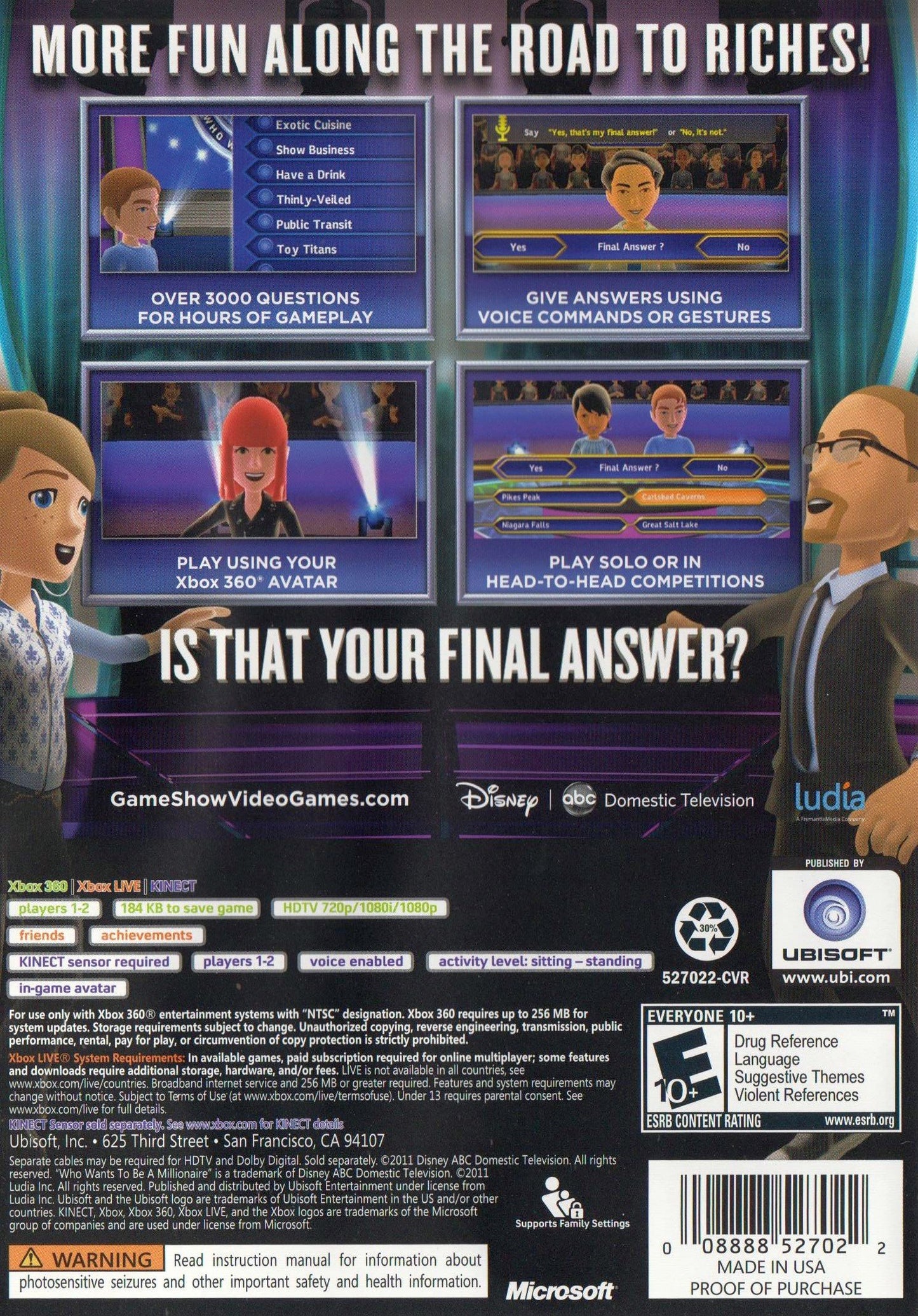 Ubisoft Who Wants to Be A Millionaire - Xbox 360 Game, One Size, One Color, Model 52702