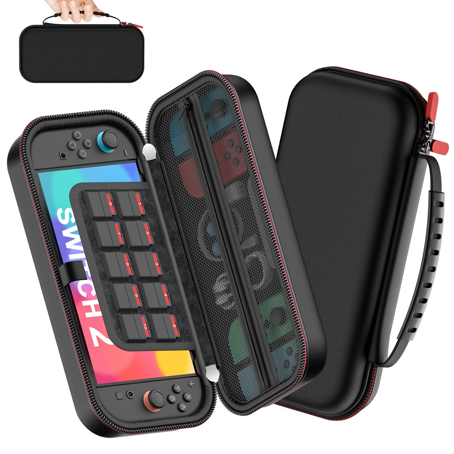 NinABXY Switch Carrying Case Compatible with Nintendo Switch 2 | 3-Layer Protection for Joy-cons Consoles & Games Switch 2 Accessories for Travel Scratch-Proof Legacy Systems for Nintendo 3DS S