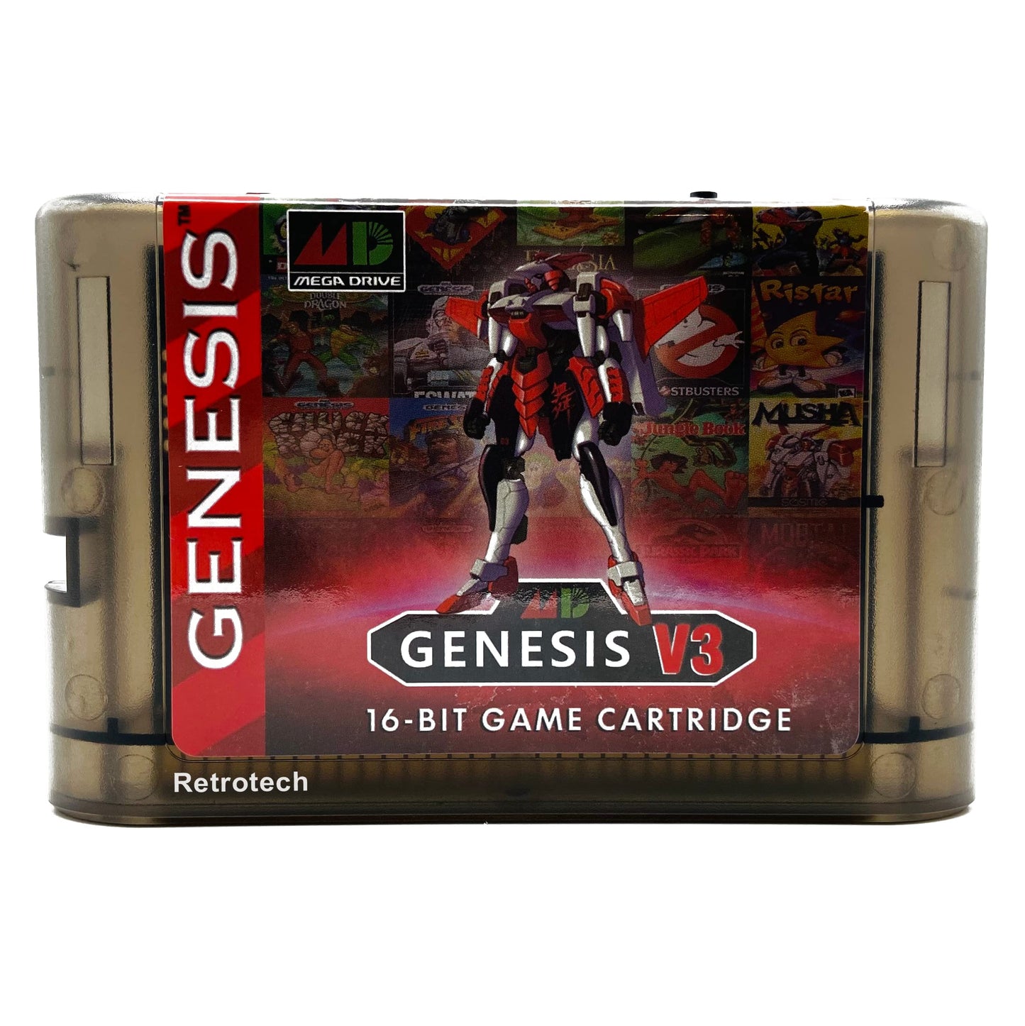 Retrotech Super 1200 In 1 V3 Pro Game refill unit For Sega Genesis And MegaDrive Console - Clear Black