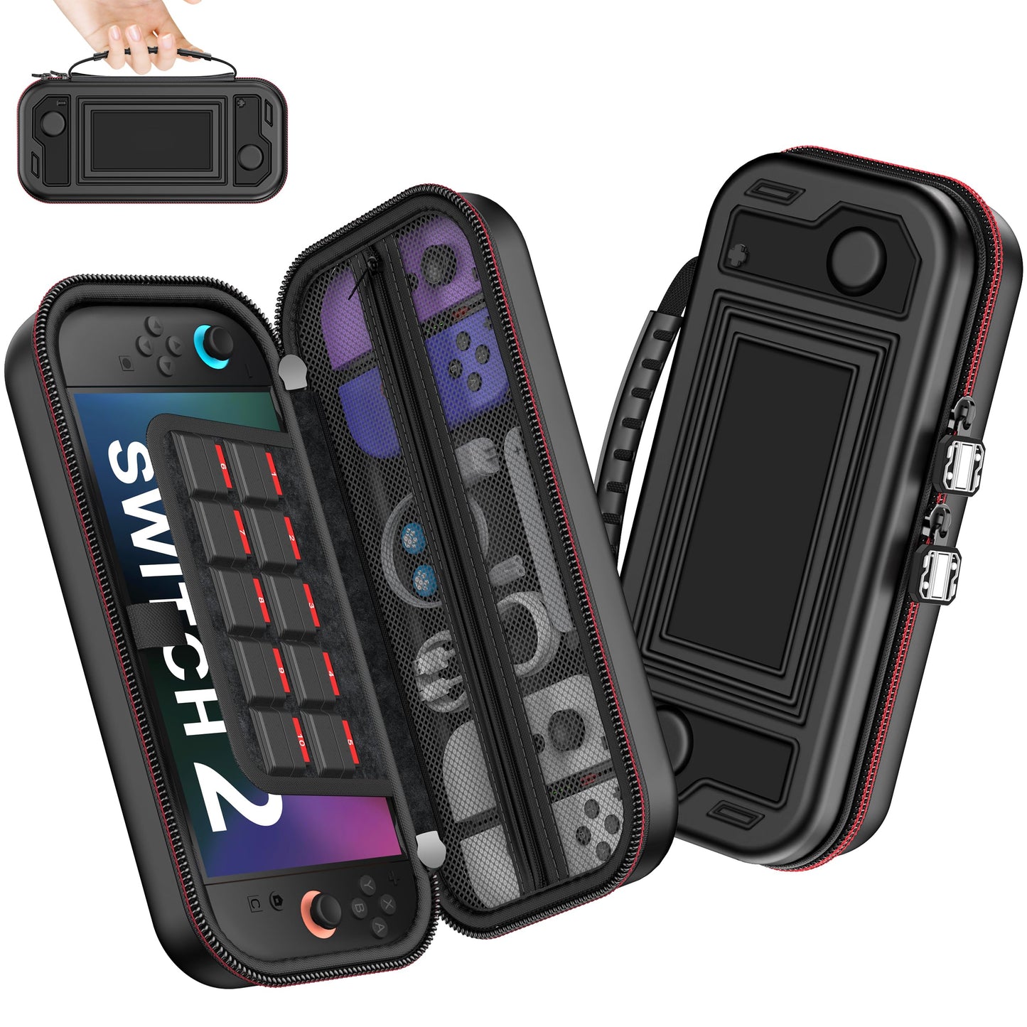 NinABXY Switch Carrying Case Compatible with Nintendo Switch 2 3-Layer Protection for Joy-cons Consoles & Games Switch 2 Accessories for Travel&Scratch-Proof Legacy Systems for Nintendo 3DS M