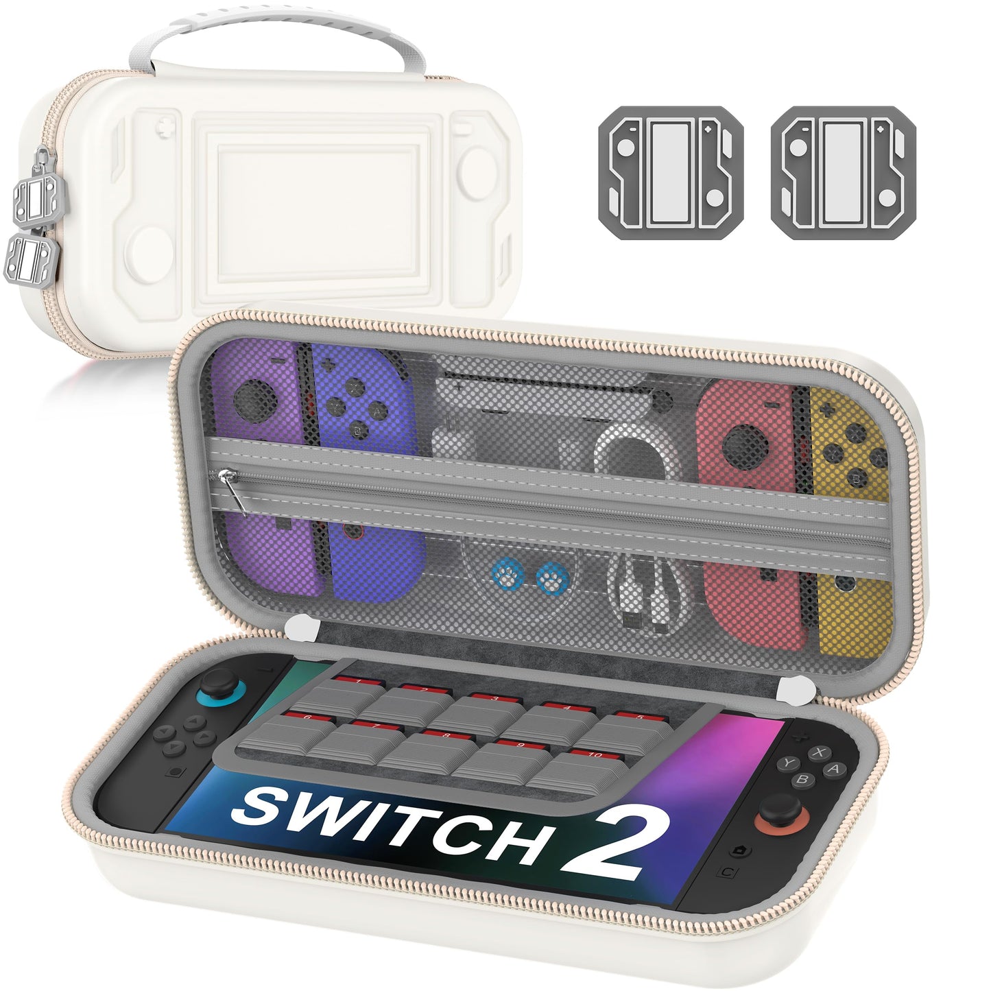 LIFUFUTEE Switch 2 Case for Nintendo Switch 2 (2025) - Switch Carrying Case Shockproof Hard Shell Protective for Switch 2 Accessories Portable Travel Case Holds 10 Game Cartridges Whtie